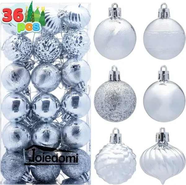 Joiedomi 36pcs Silver Christmas Balls Shatterproof 1.57in 4 Joiedomi 36pcs Silver Christmas Balls Shatterproof 1.57in - Image 2