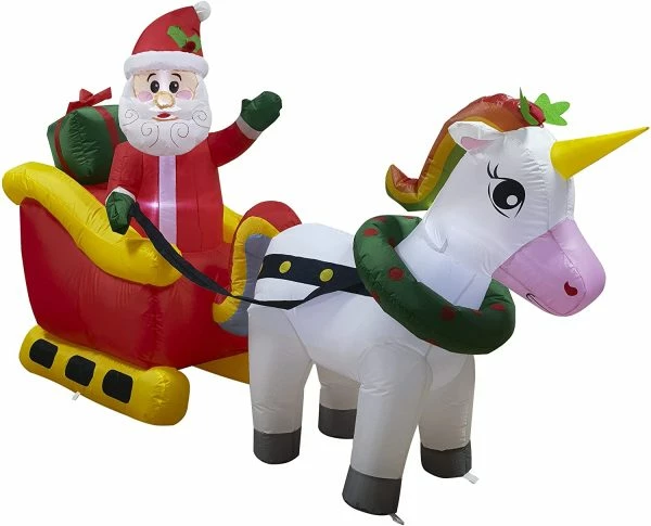 Joiedomi 6ft Inflatable LED Unicorn Pulling Santa's Sleigh 3 Joiedomi 6ft Inflatable LED Unicorn Pulling Santa's Sleigh