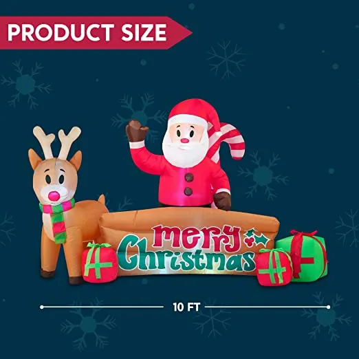 Joiedomi 10ft LED Inflatable Santa Merry Christmas Sign 7 Joiedomi 10ft LED Inflatable Santa Merry Christmas Sign - Image 5