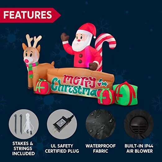 Joiedomi 10ft LED Inflatable Santa Merry Christmas Sign 8 Joiedomi 10ft LED Inflatable Santa Merry Christmas Sign - Image 6