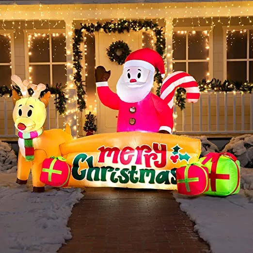 Joiedomi 10ft LED Inflatable Santa Merry Christmas Sign 6 Joiedomi 10ft LED Inflatable Santa Merry Christmas Sign - Image 4