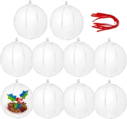 Joiedomi 10pcs Clear Plastic Fillable Christmas Balls 3.15in