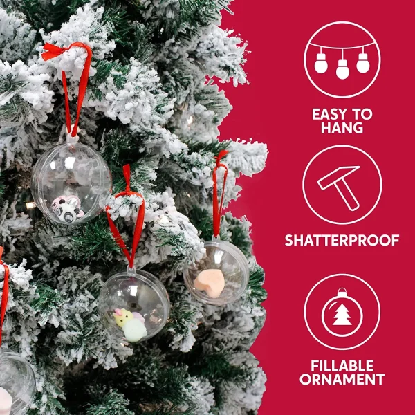 Joiedomi 10pcs Clear Plastic Fillable Christmas Balls 3.15in 3 Joiedomi 10pcs Clear Plastic Fillable Christmas Balls 3.15in - Image 2