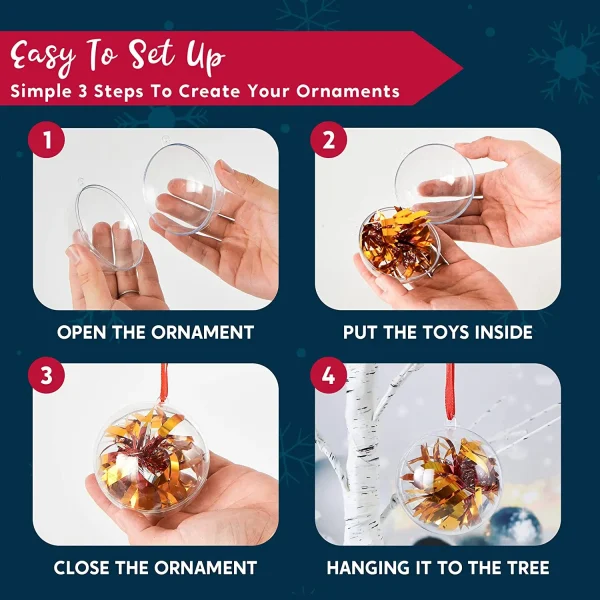 Joiedomi 10pcs Clear Plastic Fillable Christmas Balls 3.15in 7 Joiedomi 10pcs Clear Plastic Fillable Christmas Balls 3.15in - Image 6