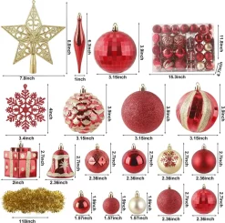 Joiedomi 110pcs Red And Gold Christmas Ornament Balls -Christmas Ornaments Sales Store 110pcs Red and Gold Christmas Ornament Balls 5 600x594 1