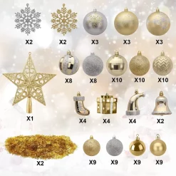 Joiedomi 112pcs Gold And Silver Christmas Ornament Balls -Christmas Ornaments Sales Store 112 Pcs Gold amp Silver Christmas Assorted Ornaments with a Star Tree Topper 3 result 600x600 1