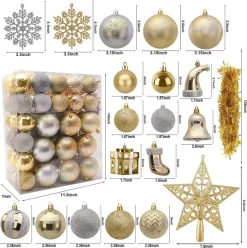 Joiedomi 112pcs Gold And Silver Christmas Ornament Balls -Christmas Ornaments Sales Store 112 Pcs Gold amp Silver Christmas Assorted Ornaments with a Star Tree Topper 4 result 600x602 1