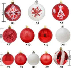 Joiedomi 112pcs Red And White Christmas Ball Ornaments -Christmas Ornaments Sales Store 112 Pcs Red and White Christmas Ornaments 3