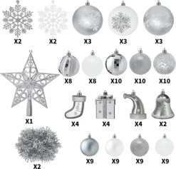 Joiedomi 112pcs Silver And White Christmas Ornament Balls -Christmas Ornaments Sales Store 112 Pcs Silver amp White Christmas Assorted Ornaments with a Star Tree Topper 3 result 600x576 1