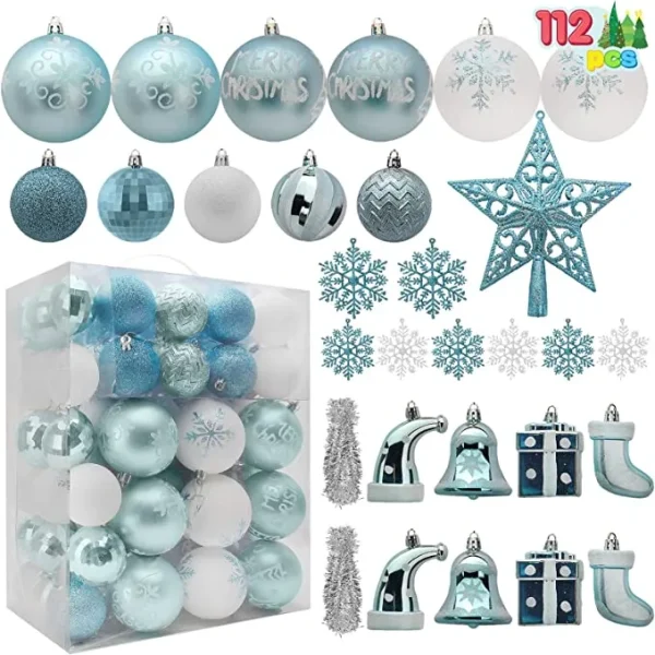 Joiedomi 112pcs Baby Blue And White Christmas Ornaments 4 Joiedomi 112pcs Baby Blue And White Christmas Ornaments - Image 2