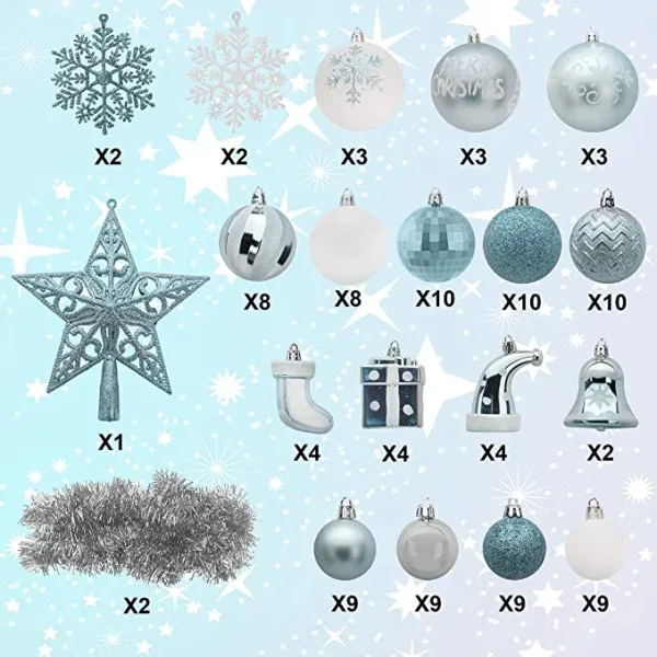 Joiedomi 112pcs Baby Blue And White Christmas Ornaments 6 Joiedomi 112pcs Baby Blue And White Christmas Ornaments - Image 4