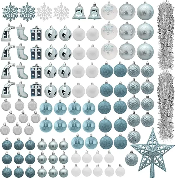 Joiedomi 112pcs Baby Blue And White Christmas Ornaments 5 Joiedomi 112pcs Baby Blue And White Christmas Ornaments - Image 3