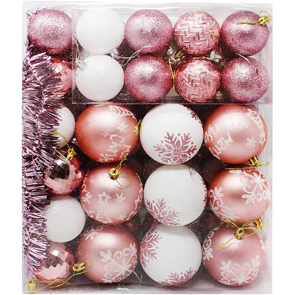 Joiedomi 112pcs Rose Gold And White Christmas Ball Ornaments 4 Joiedomi 112pcs Rose Gold And White Christmas Ball Ornaments - Image 2