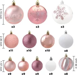 Joiedomi 112pcs Rose Gold And White Christmas Ball Ornaments 11 Joiedomi 112pcs Rose Gold And White Christmas Ball Ornaments -Christmas Ornaments Sales Store 112pcs Rose Gold and White Christmas Ball Ornaments 3 600x589 1