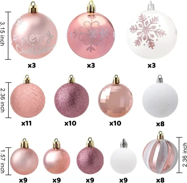 Joiedomi 112pcs Rose Gold And White Christmas Ball Ornaments 6 Joiedomi 112pcs Rose Gold And White Christmas Ball Ornaments - Image 4