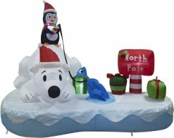 Joiedomi 6ft Long Two Inflatable Penguin Go Fishing