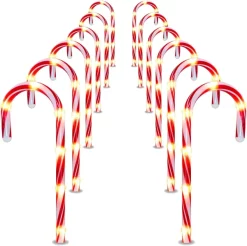 Joiedomi 12pcs Christmas Candy Cane Pathway Lights Markers 12in -Christmas Ornaments Sales Store 12 Christmas Candy Cane Pathway Markers Lights with Stake12 Pack 2 result 600x597 1