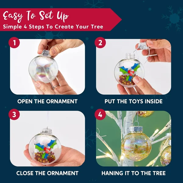 Joiedomi 12pcs Christmas Clear Fillable Ornaments 2.36in 8 Joiedomi 12pcs Christmas Clear Fillable Ornaments 2.36in - Image 6