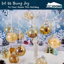 Joiedomi 12pcs Transparent Christmas Ball Ornament 15in 12 Joiedomi 12pcs Transparent Christmas Ball Ornament 15in -Christmas Ornaments Sales Store 12 Pcs Clear Ornaments with White Gold Print 15in 6 600x600 1