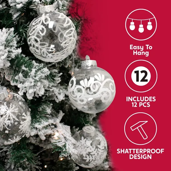 Joiedomi 12pcs Clear Christmas Balls 3.15in 4 Joiedomi 12pcs Clear Christmas Balls 3.15in - Image 2