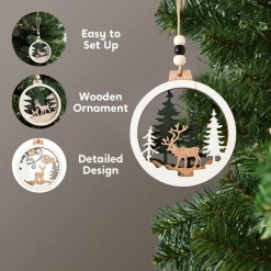 Joiedomi 12pcs Wooden Reindeer Christmas Ornaments -Christmas Ornaments Sales Store 12 Pcs Wooden Reindeer Hanging Ornaments 4 600x600 1