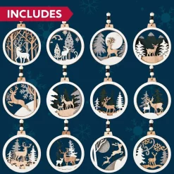 Joiedomi 12pcs Wooden Reindeer Christmas Ornaments -Christmas Ornaments Sales Store 12 Pcs Wooden Reindeer Hanging Ornaments 5 600x600 1