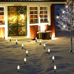 Joiedomi 12pcs C9 Warm White Christmas Pathway Marker 15.75ft -Christmas Ornaments Sales Store 12Packs Christmas Warm White C9 Pathway Marker 2 result 600x600 1