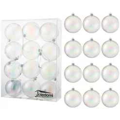 Joiedomi 12pcs Plastic Christmas Ball Ornaments With Chrome Effect