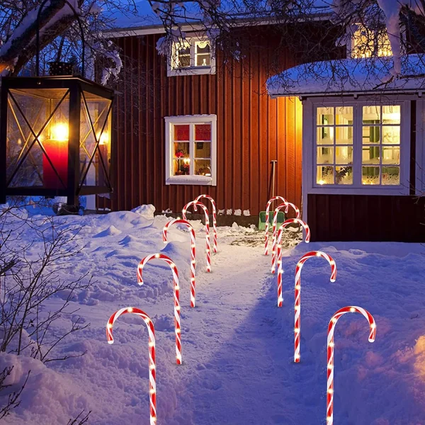 Joiedomi 12pcs Christmas Candy Cane Pathway Markers 17in 4 Joiedomi 12pcs Christmas Candy Cane Pathway Markers 17in - Image 3