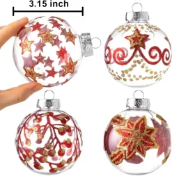 Joiedomi 12pcs Assorted Christmas Clear Ornament Balls 3.15in 10 Joiedomi 12pcs Assorted Christmas Clear Ornament Balls 3.15in -Christmas Ornaments Sales Store 12Pcs Christmas Transparent Ball Ornaments with Red and Gold Print 3.15in 3 result 600x614 1
