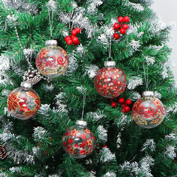 Joiedomi 12pcs Assorted Christmas Clear Ornament Balls 3.15in 8 Joiedomi 12pcs Assorted Christmas Clear Ornament Balls 3.15in - Image 6