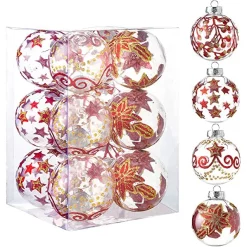 Joiedomi 12pcs Assorted Christmas Clear Ornament Balls 3.15in