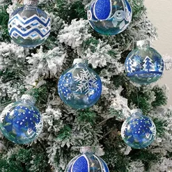 Joiedomi 12pcs Blue And White Clear Christmas Ball Ornaments