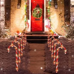 Joiedomi 12pcs Christmas Candy Cane Led Pathway Lights 12in