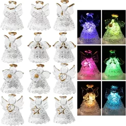 Joyin 12pcs LED Spun Glass Angel Christmas Ornaments