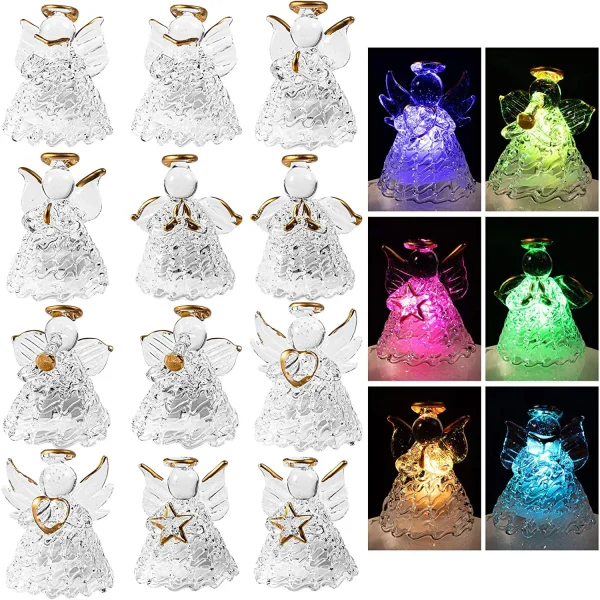 Joyin 12pcs LED Spun Glass Angel Christmas Ornaments 3 Joyin 12pcs LED Spun Glass Angel Christmas Ornaments