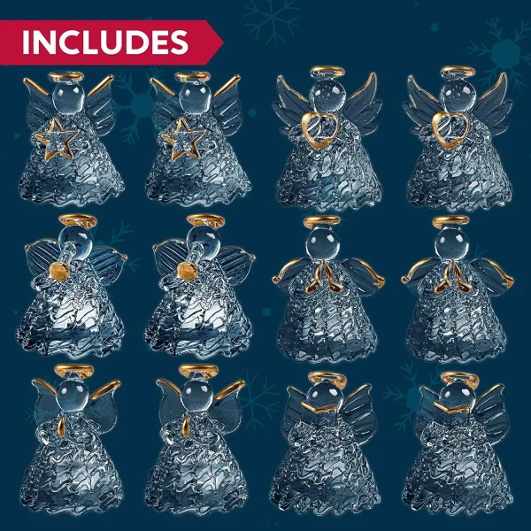 Joyin 12pcs LED Spun Glass Angel Christmas Ornaments 8 Joyin 12pcs LED Spun Glass Angel Christmas Ornaments - Image 6