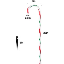 Joiedomi 12pcs Thick Red And Green Candy Cane Light Stakes 28in -Christmas Ornaments Sales Store 12pcs Thick Red And Green Candy Cane Light Stakes 28in