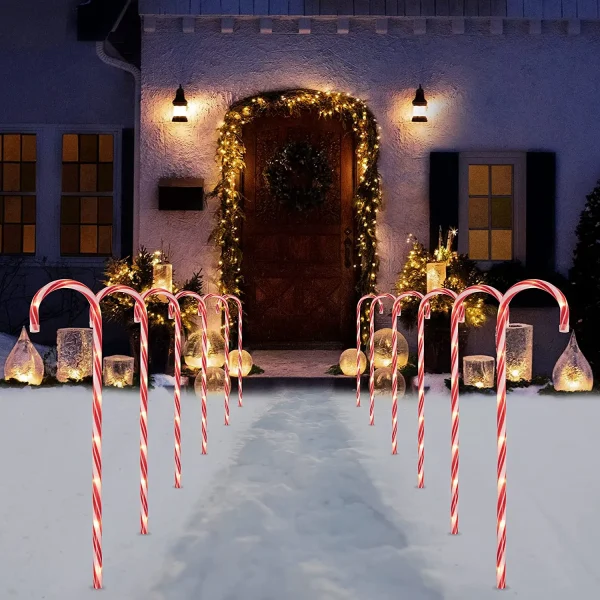 Joiedomi 12pcs Thin Red Candy Cane Christmas Pathway Lights 28in 8 Joiedomi 12pcs Thin Red Candy Cane Christmas Pathway Lights 28in - Image 6