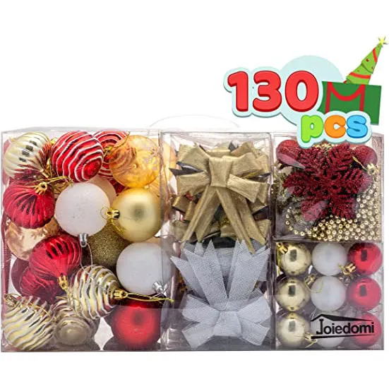 Joiedomi 130pcs Red White And Gold Christmas Ornaments 4 Joiedomi 130pcs Red White And Gold Christmas Ornaments - Image 2
