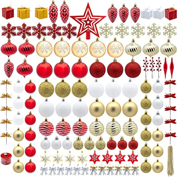 Joiedomi 130pcs Red White And Gold Christmas Ornaments 3 Joiedomi 130pcs Red White And Gold Christmas Ornaments