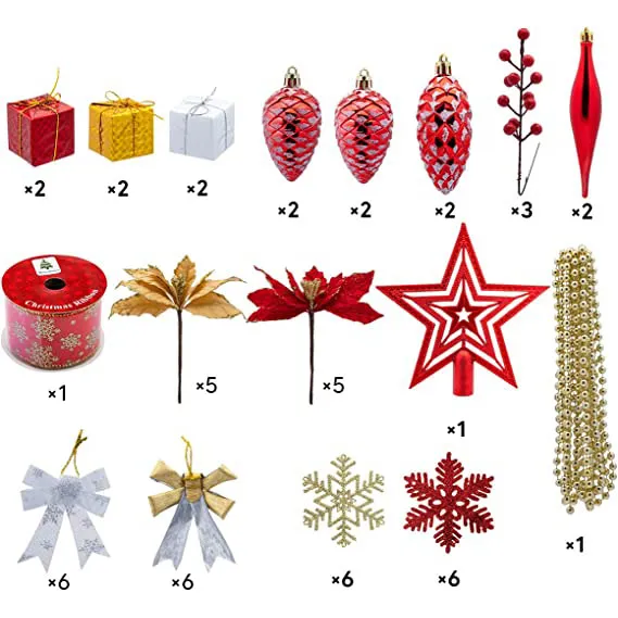 Joiedomi 130pcs Red White And Gold Christmas Ornaments 5 Joiedomi 130pcs Red White And Gold Christmas Ornaments - Image 3