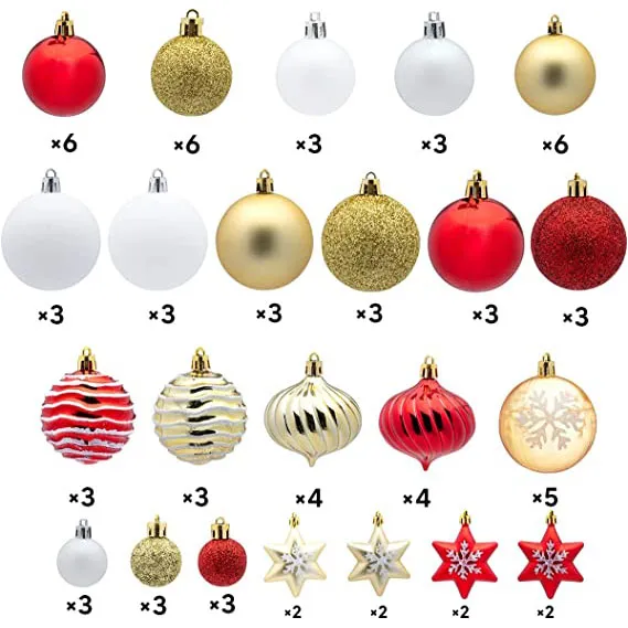 Joiedomi 130pcs Red White And Gold Christmas Ornaments 6 Joiedomi 130pcs Red White And Gold Christmas Ornaments - Image 4
