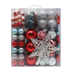 Joiedomi 132pcs Red, Blue And Silver Assorted Christmas Ornaments