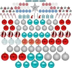 Joiedomi 132pcs Red, Blue And Silver Assorted Christmas Ornaments -Christmas Ornaments Sales Store 132 Pcs Red Blue and Silver Christmas Ornaments 5 600x568 1