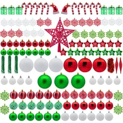 Joiedomi 132pcs Red Green White Shatterproof Christmas Ornaments