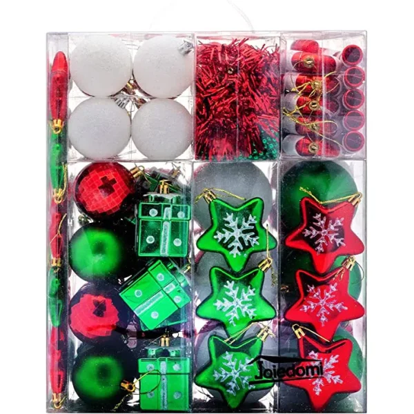 Joiedomi 132pcs Red Green White Shatterproof Christmas Ornaments 4 Joiedomi 132pcs Red Green White Shatterproof Christmas Ornaments - Image 2