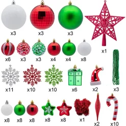 Joiedomi 132pcs Red Green White Shatterproof Christmas Ornaments 10 Joiedomi 132pcs Red Green White Shatterproof Christmas Ornaments -Christmas Ornaments Sales Store 132pcs Red Green White Shatterproof Christmas Ornaments 4 结果