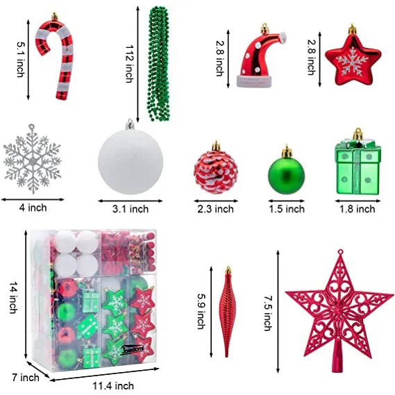 Joiedomi 132pcs Red Green White Shatterproof Christmas Ornaments 6 Joiedomi 132pcs Red Green White Shatterproof Christmas Ornaments - Image 4