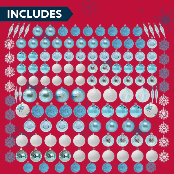 Joiedomi 133pcs Assorted Blue And White Christmas Ornaments Set 8 Joiedomi 133pcs Assorted Blue And White Christmas Ornaments Set - Image 6